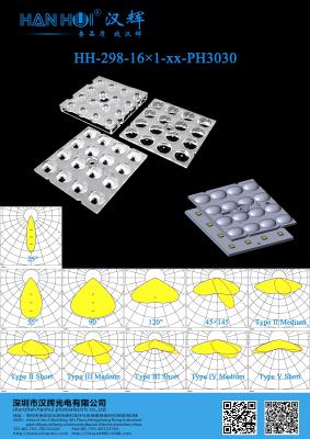 China 16×1 3030LEDs 50×50MM LED Lens 25°/55°/90°/120° Available PC Material For Street Lighting & Flood Lighting for sale