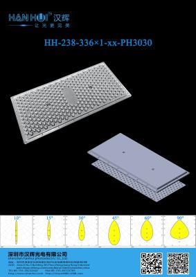 China 360×172MM wasserdichte LED-Linsen für die Stadionbeleuchtung 10°/15°/30°/45°/60°/90° mit 336 Stück 3030LEDs zu verkaufen