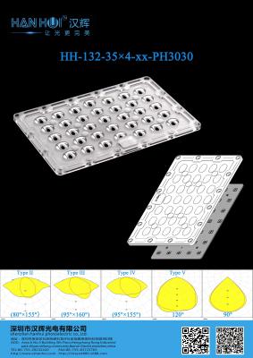 China 90°/T2/T3/T4/T5 Available Street Light Lens 140pcs 3030LEDs 218×141.25MM Glare Reduction Light Uniform for sale