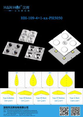 Китай 4 IN 1 5050 LED Lens 30°/55°/60°/90°/T2M/T3M/T3S/T4M/T5S Available Lightweight Optimal Illumination For Street Lighting & Flood Lighting продается