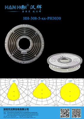 중국 High Transmittance 233.12×8.8mm 3030LEDs 60°/90°/120° Available Glare Reduction Enhanced Beam Uniformity UFO High Bay Lighting Application 판매용