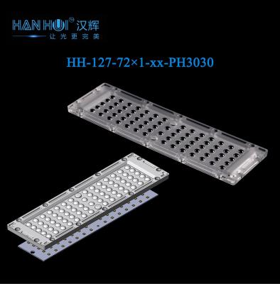 중국 72pcs 250.75×74.75mm 3030 LED 렌즈 높은 송출력 낮은 반짝이는 거리 조명 및 홍수 조명 판매용