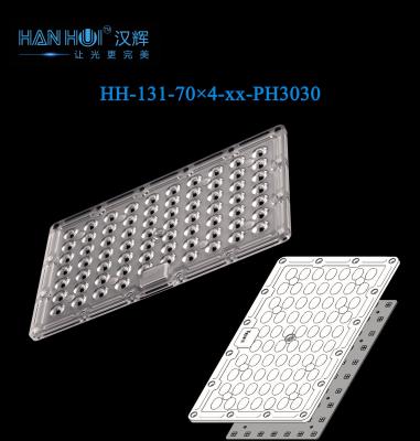 China 283.3×181mm 70×4 3030 LED-Objektiv 90°/T2/T3/T4/T5 Verfügbar Hohe Durchlässigkeit Langlebiges PC-Objektiv für Straßenbeleuchtung und Hochwasserbeleuchtung zu verkaufen