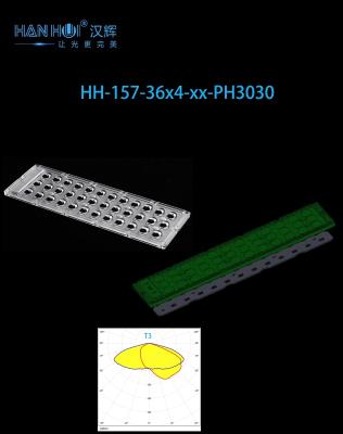 Китай 36×4 3030LEDs 276.3×95mm Размер LED Street Lighting Линза T3 Degree для освещения и потребления без бликов продается