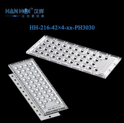 China 290×126mm 42×4 3030LEDs Optical Grade Uniform Distribution LED Lighting Lens For Parking Lot Lighting à venda