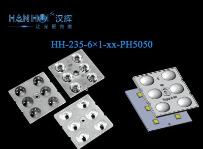 Cina 6 in 1 49.6×49.6mm Dimensioni 5050 LED prestazioni affidabili Uniformità del fascio migliorata per illuminazione stradale LED& Lenti di illuminazione inondazione in vendita