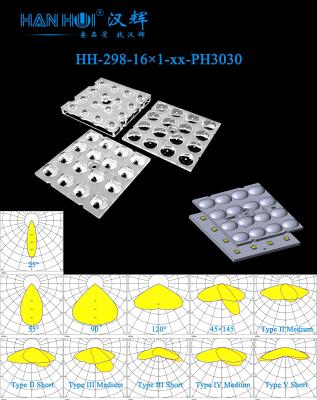 China 50×50mm Größe 16 Stück 25°/55°/90°/120°/45145/T3S/T3M/T5S/T2S/T4M/T2M Erhältlich 3030LEDs Scheinwerferfrei Einfach zu installieren Flutbeleuchtung Linsen zu verkaufen