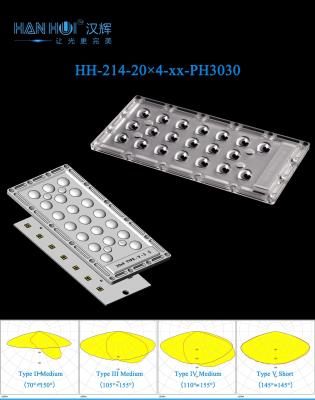 China Advanced PC 3030 LED Optics 92% Light Transmission Anti-Glare Wide Angle for Urban Street & Car Park Lighting for sale