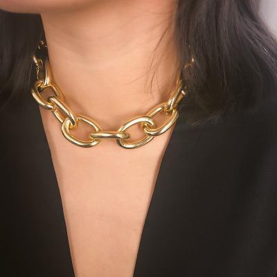 China Statement Cuban Chunky Choker Necklaces Link Chain Necklace Jewelry 2022 Trendy Cuban Chain Necklace Jewelry Punk Choker Big for sale