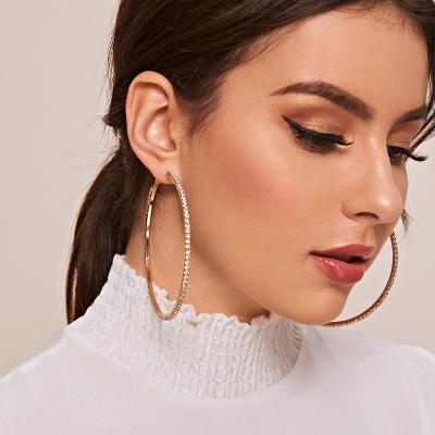 China New Famous Brand Designer Jewelry Crystal Diamond Hoop Earrings For Women Geometric Gold Plated Trendy Environmental Friendly Statement 2022 Big Large for sale