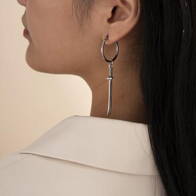 China Jewelry Ring Personality Retro Longsword Geometric Women's Korean Silver Dangle Environmentally Friendly Earrings Jewelry for sale