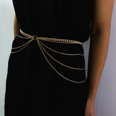 China Environmentally Friendly Personality Fashion Body Chain Simple Female Exaggerated Retro Chain Multilayer Geometric Waist Chain for sale