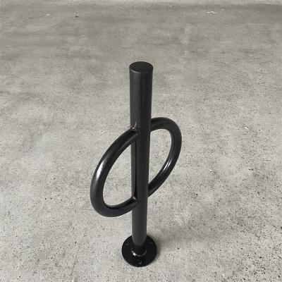 China Carbon Steel Bollard Style Circle Post Black Powder Coating Mounted 2 Capacity Bike Racks Bike Parking Rack for sale