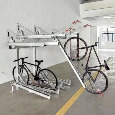 China Carbon steel Commercial double deck smart 2 tier bike rack bicycle parking stand for 6 bikes for sale