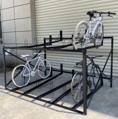 China Carbon steel Multiple Double Decker Stretch Indoor Two 2 Tier 10 Bike Double Height Manual bike stacker storage racks Rooms for sale