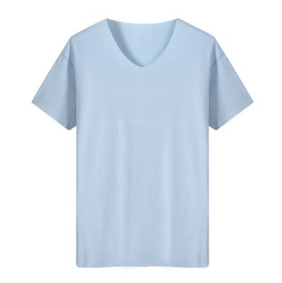 China Hot Selling White V-Neckline Cheap White Anti-pilling Short Sleeve Cotton T-Shirt for sale