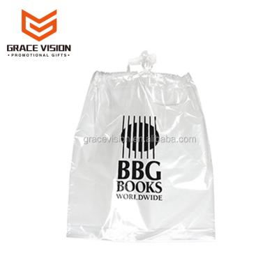 China Eco - Friendly Biodegradable Custom Clear Logo Drawstring Shopping Plastic Bag for sale