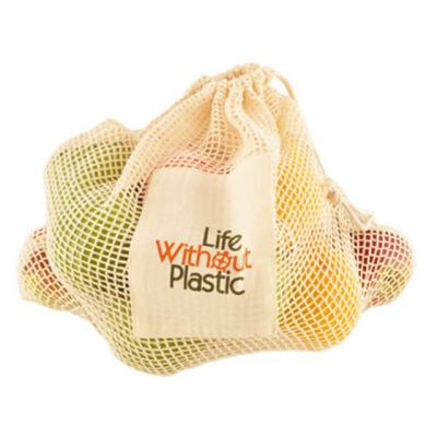 China PUNCH High Quality Reusable Environmental Friendly Cotton Mesh Fruit Produce Packaging Drawstring Net Bag for sale