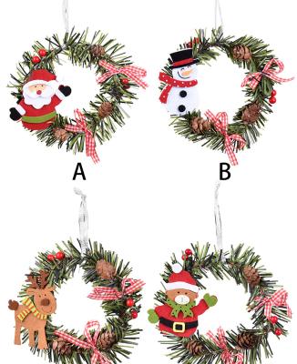 China 2021 Christmas Decorations Christmas Wreath Christamas Decoration Hanging Santa Claus Round PVC Navidad Decoration For Tree for sale