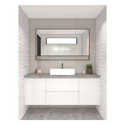 China JYcasa HOT Sale Modern Hotel Bathroom Cabinet Pendant Mirror Wash Basin Vanity PVC Waterproof Bathroom Cabinet for sale