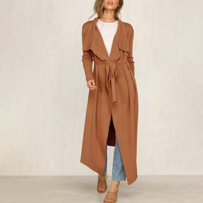 China High Quality Anti-Shrink Winter Women's Winter Wear Cotton Ditch Khaki Belted Coat Long For Ladies for sale