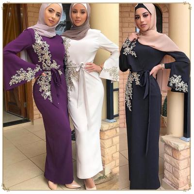 China New Emirati Women Dubai Embroidery Slim Islamic Muslim Long Dress Abaya Wholesale Formal Casual Daily Clothing for sale