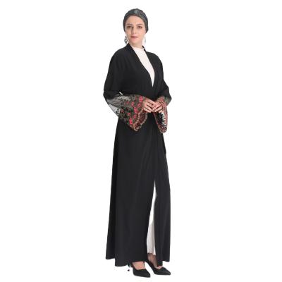 China New Abaya Maxi Women Black Open Abaya Kimono Modern Muslim Islamic Clothing Wholesale Formal Casual Daily Embroidery for sale