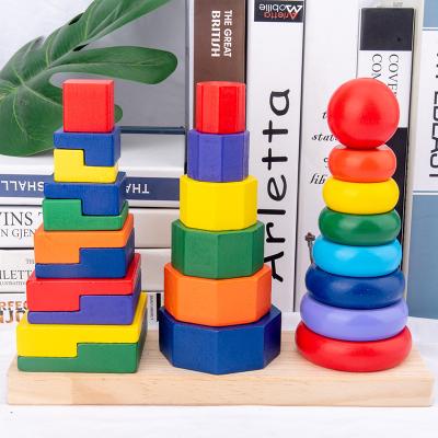 China Baby Toys Wooden Rainbow Game Building Block Music Model Learning Toys Educational Toys for sale