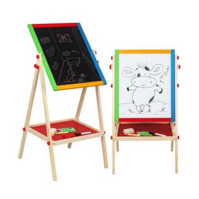 China Widely Used Dual Easel Painting Side Writing Magnetic Whiteboard Retractable Wood Art Easel For Kids Drawing for sale