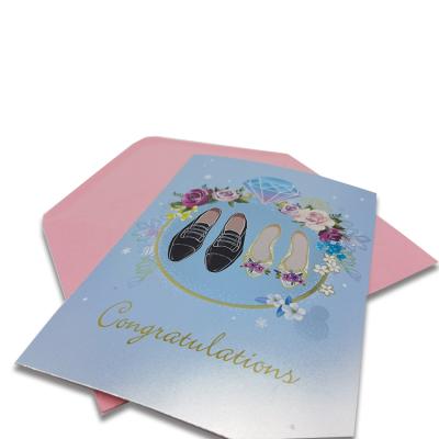 China New Europe/America/Oceania Cold Foiled Embossing Custom Cards Printing Logo Blank Inside Congratulation Invitation Wedding Greeting Cards for sale