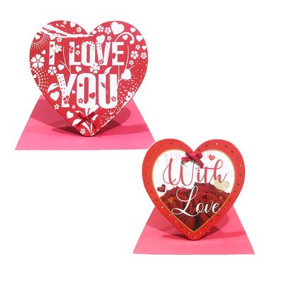 China Europe America Oceania Rack Up Handmade Heart Shape Love Valentines Day Greeting Cards for sale