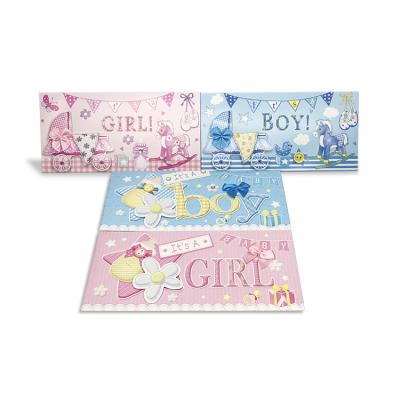 China Europe/America/Oceania World Silver Glitter Cute Hello Baby Envelope Handmade Cards, High Value Popular Funny Baby Greeting Cards for sale