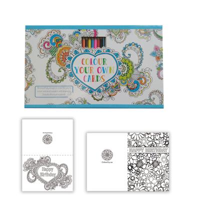 China Wholesale Europe/America/Oceania 30 Color Boxed Greeting Cards Set In Bulk All Assorted Occasion With Colored Pencils for sale