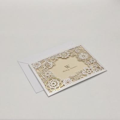 China Europe/America/Oceania With Envelope Wedding Cards Gold Pearl Hot Stamping Laser Cut Luxury Wedding Invitation Cards for sale