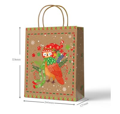 China Recycled Materials Christmas Gift Bag Brown Paper Custom Printing White Kraft Paper Bags for sale