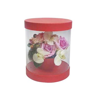 China Recyclable Birthday Gift Round White Black Pink Clear Box For Fresh Flower With Custom Logo for sale