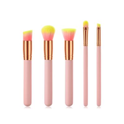 China Angular Blush High Quality Wholesale Portable Colorful Wooden Handle Mini Portable Brush Nylon Makeup Brush Set for sale