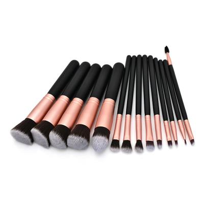 China Angular Blush Wholesale MOQ Rose Gold Luxury High Quality Professional Portable Low Bristle Makeup Brush Set for sale