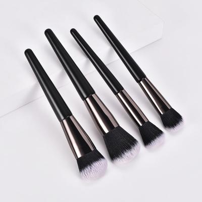 China Amazon Angular Blush 2022 Fashion Classic Black Wood Handle Makeup Brush Set Portable High Quality Low MOQ Low MOQ for sale