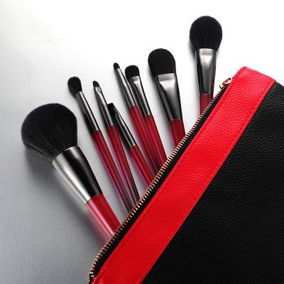 China Angular Blush Lady Cosmetic Brush Kit With Case Synthetic Plastic Women Makeup Brush Beauty Tools Brush Pointed Handle for sale