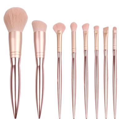 China Angular Blush Luxury Brushes 8PCS Rose Gold Professional Makeup Brushes Private Label Customize Cosmetic Brush Set for sale