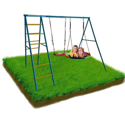 China Over 3 Month Metal A-Frame Kindergarten Swing Set Outdoor Backyard Home Playground with Nest Swing, Chair and Ladders oscillation for sale