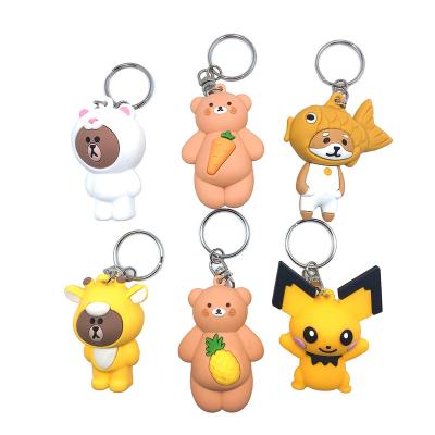 China Wholesale Custom Rubber Embossed 3D Soft PVC Cartoon Rubber Key Chain Silicone Logo Key Chain With Rings For Gift for sale