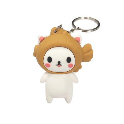 China New design 3d pvc cartoon doll key chain rubber soft cute animal shaped key chain doll key chain pendant customization for sale