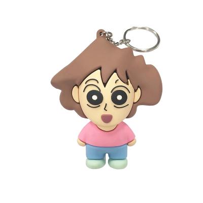 China Custom Shaped Rubber Cute Doll Character Small Key Chain PVC Cartoon Support Ring Bag Decoration Gift Pendant for sale