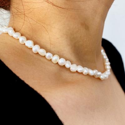 China TRENDY DS 14K Gold Plated Baroque Pearls Choker Necklace Women Jewelry for sale