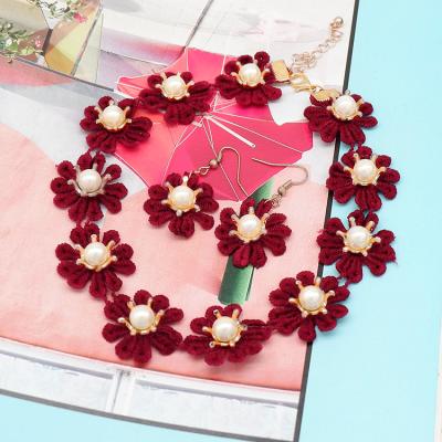 China Real BOHEMIA Pearl Jewelry Lace Flower Choker Necklace Collares Jewelry Sets for sale