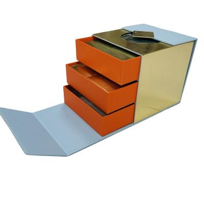 China Recyclable 2023 New customizable drawer creative luxury folding sky blue gift box for sale