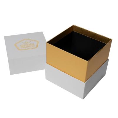 China Bio-degradable Custom pirinted luxury 2 piece rigid packaging box white two piece lid and base paper jewelry box with logo for sale