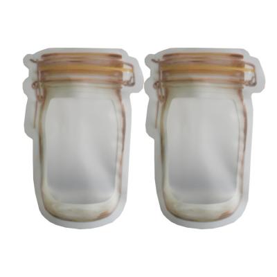 China Fast Shipping Custom Printing Jar Shape Plastic Packaging 100g Moisture Proof Stand Up Plastic Zipper Jar Pouch Bottle Shape Jar Bag for sale